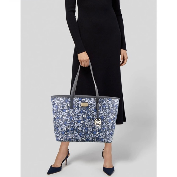 Michael Kors Floral Coated Canvas Tote Bag EUC - Picture 2 of 6